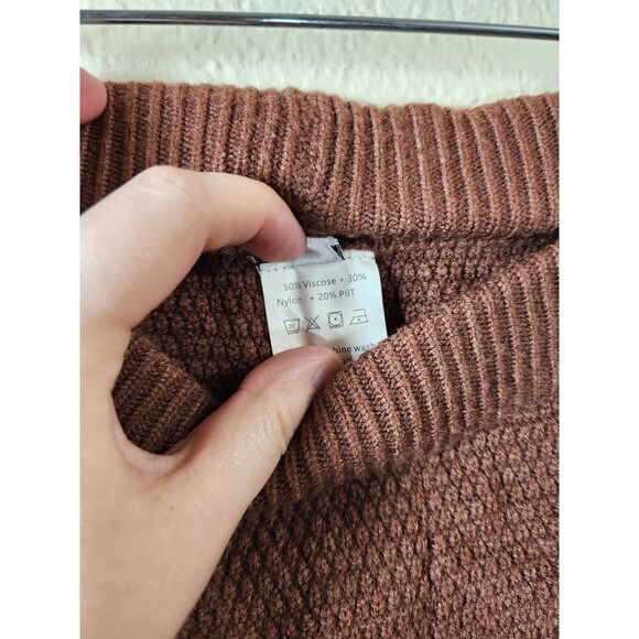 Womens Size L Brown Waffle Knit High Rise Jogger Pants Athleisure - Picture 4 of 4